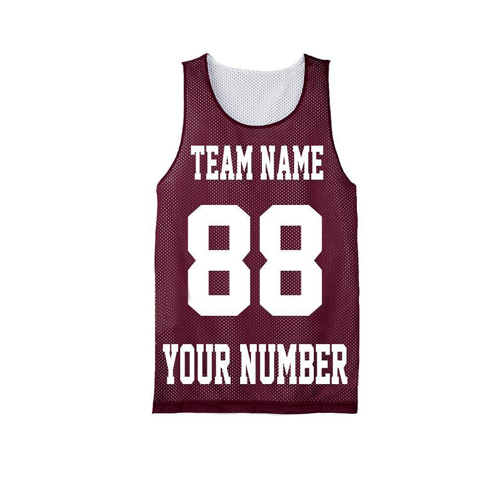 Custom Basketball Jersey for Youth Personalization, Add Name and Number (US, Alpha, Medium, Regular, Regular, Maroon)