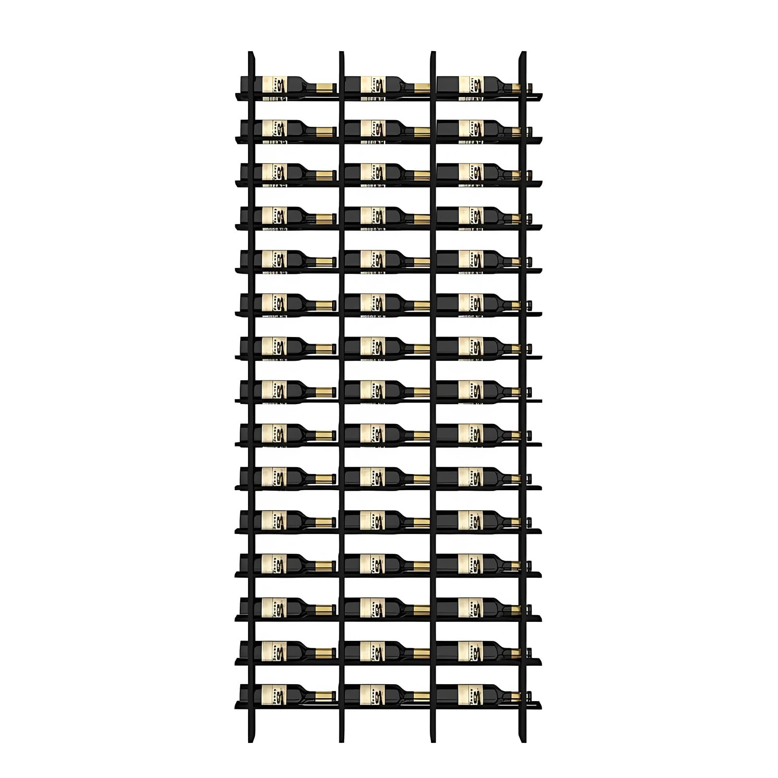 Botellero de Pared para vinos, Estante para Bar, Soporte metálico para Botellas de Vino, Ideal para exhibir vinos en casa, Bar, Cocina o Bodega (Black, 48 Bottles)