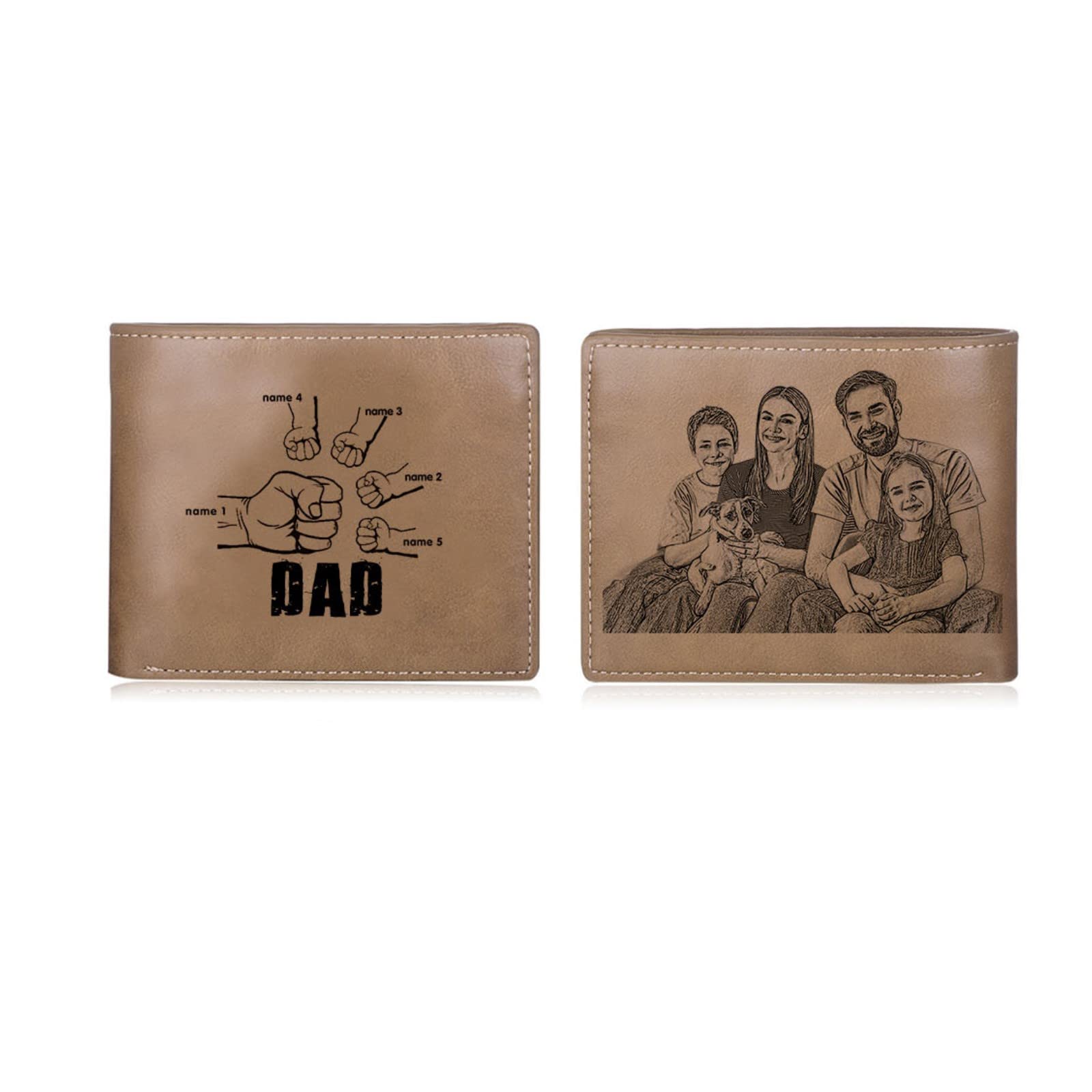 REMFACIOCustom Wallets for Men Personalized Mens Wallets Customized Leather Wallet with Photo Engraved Wallets for Dad Husband Boyfriend
