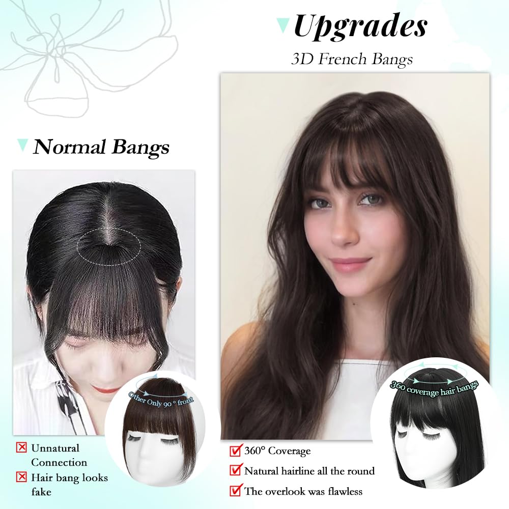 Fine Plus 360°-Abdeckung Pony, 45,7 cm, Clip-in-Fransen, natürliche synthetische Haar-Topper mit Pony, flauschig, zart, Haarteile für Damen, den täglichen Gebrauch und Partys (blond mit dunkler Wurzel