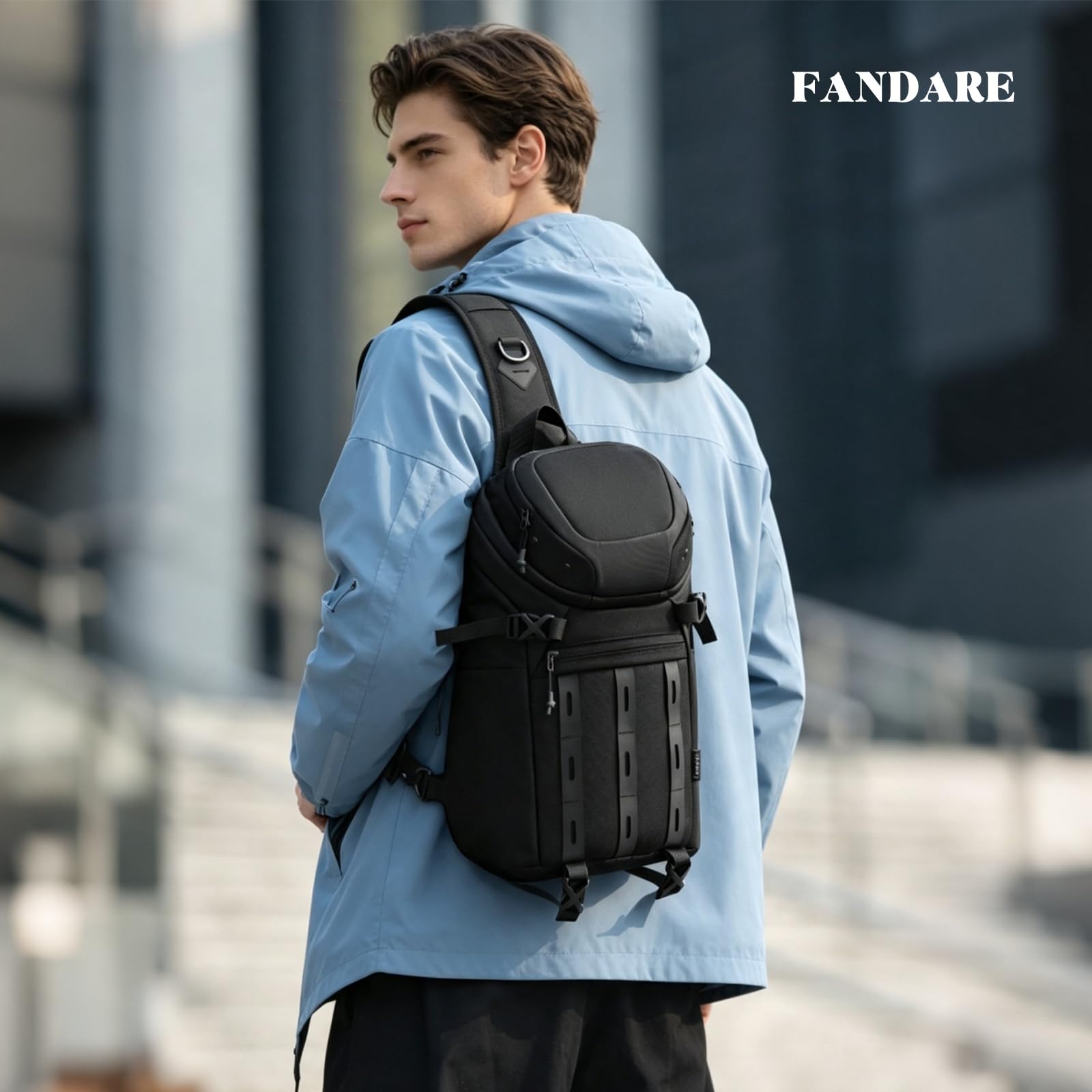 FANDARE Sac Poitrine Homme 22x12x37cm Oxford Imperméable