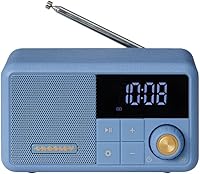 Vista 1 de Crosley CR1121A-EB Cooper Retro AM/FM Radio, Portable Bluetooth Speaker with Aux Input and LED Display, Elemental Blue