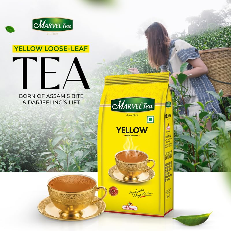 Image of Marvel Yellow Premium Tea 500g, Handpicked Strong Chai From Assam & Darjeeling, Refreshing Aroma & Rich Taste Black Tea
