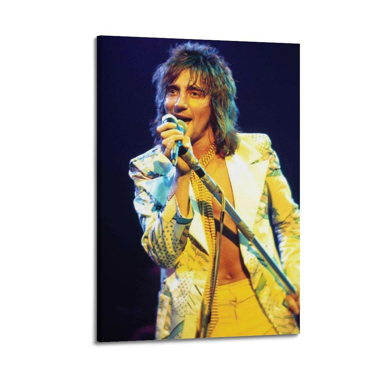 QHEUEKTSO Famous Singers Rod Stewart Poster Canvas Wall Art Decor Living Room Modern Family Bedroom 16x24inch(40x60cm) Frame-style