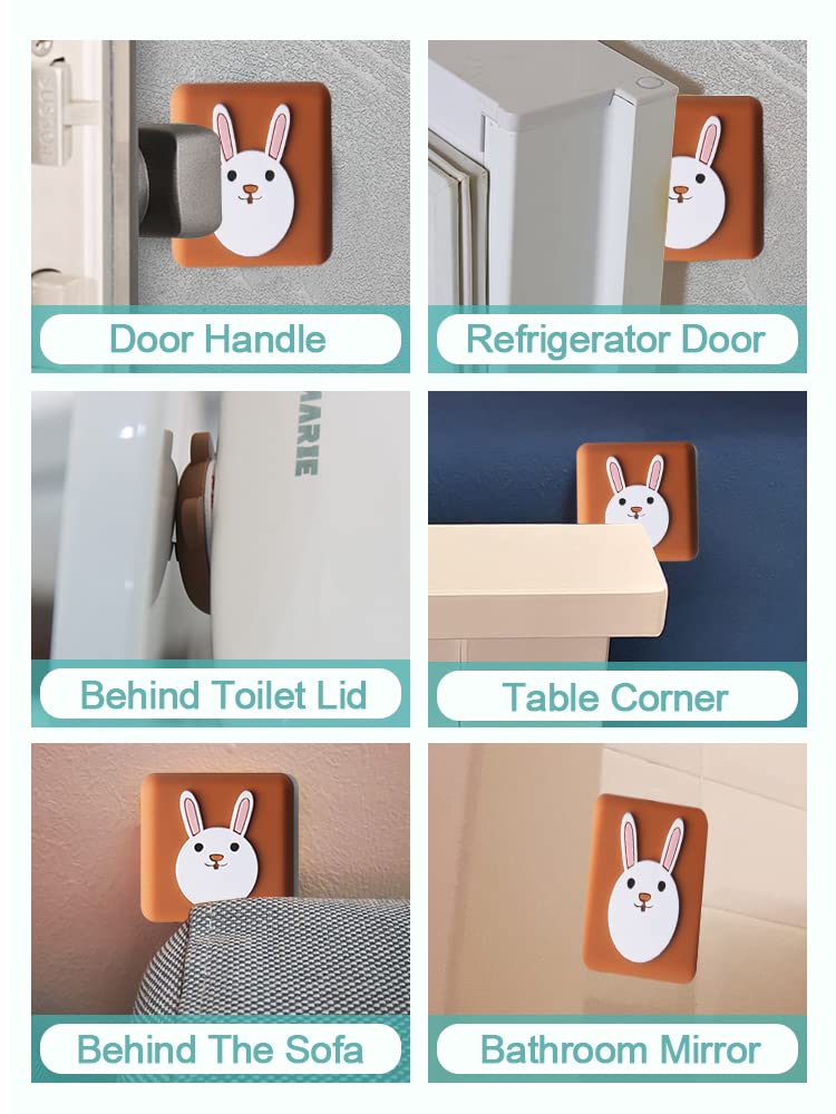 Tope de puerta-Tope de cuña for puerta, protector de pared con manija de puerta de conejo for muebles, esquina de mesa, asiento de inodoro, puerta de refrigerador, tapón cuadrado de silicona for puert