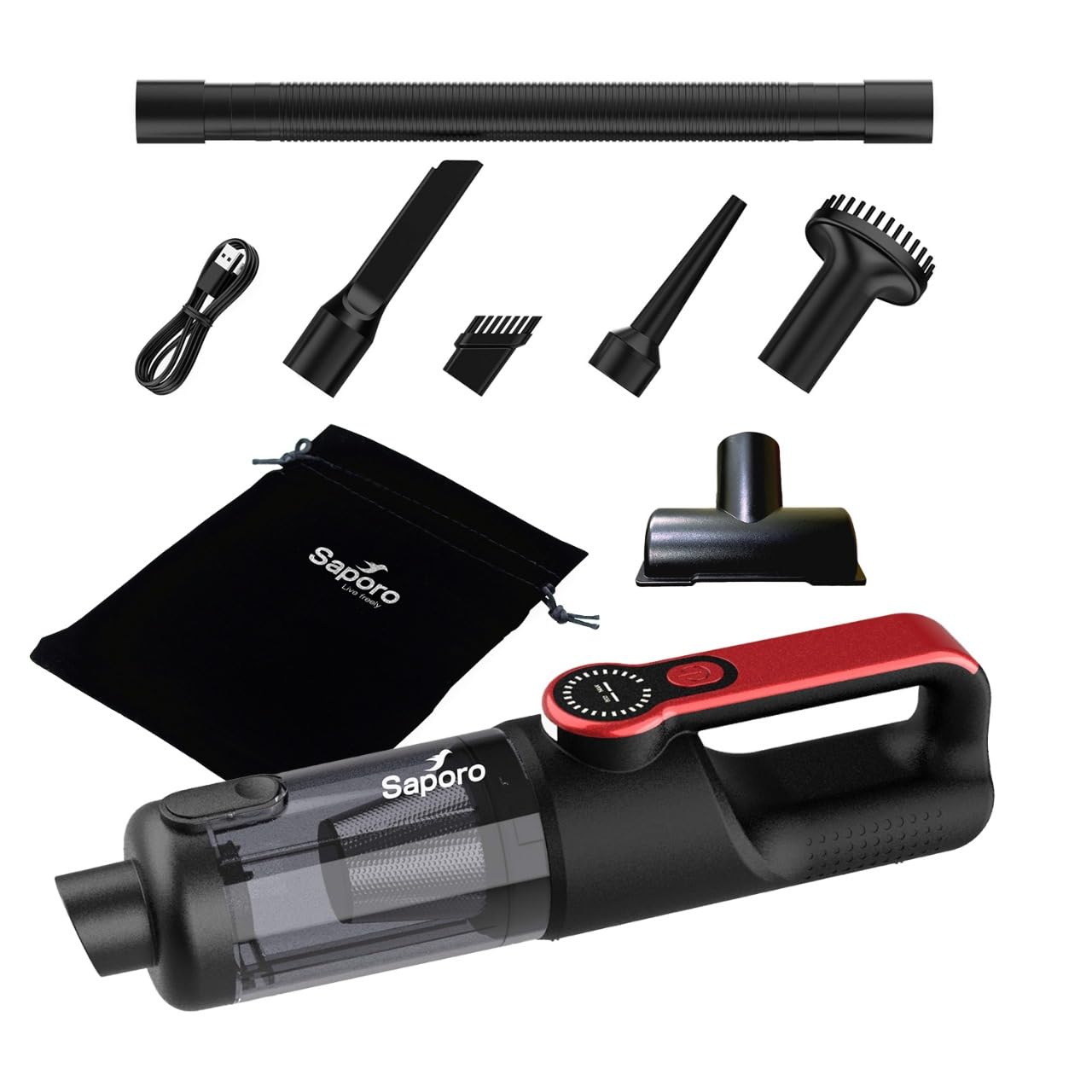 SAPORO Neo Portable Car & Home 2 in 1 Vacuum Cleaner & Air Duster - Cordless & Rechargeable with Multi-Functional Accessories - 15000Pa 2X Powerful Suction Motor - 2 Speed Settings - LED Torch-picture-11