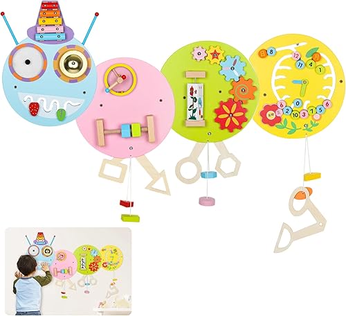 MONBLAM Paneles de pared de actividades de oruga, juguete educativo de pared para niños, juguete preescolar sensorial Montessori con 8 juegos de