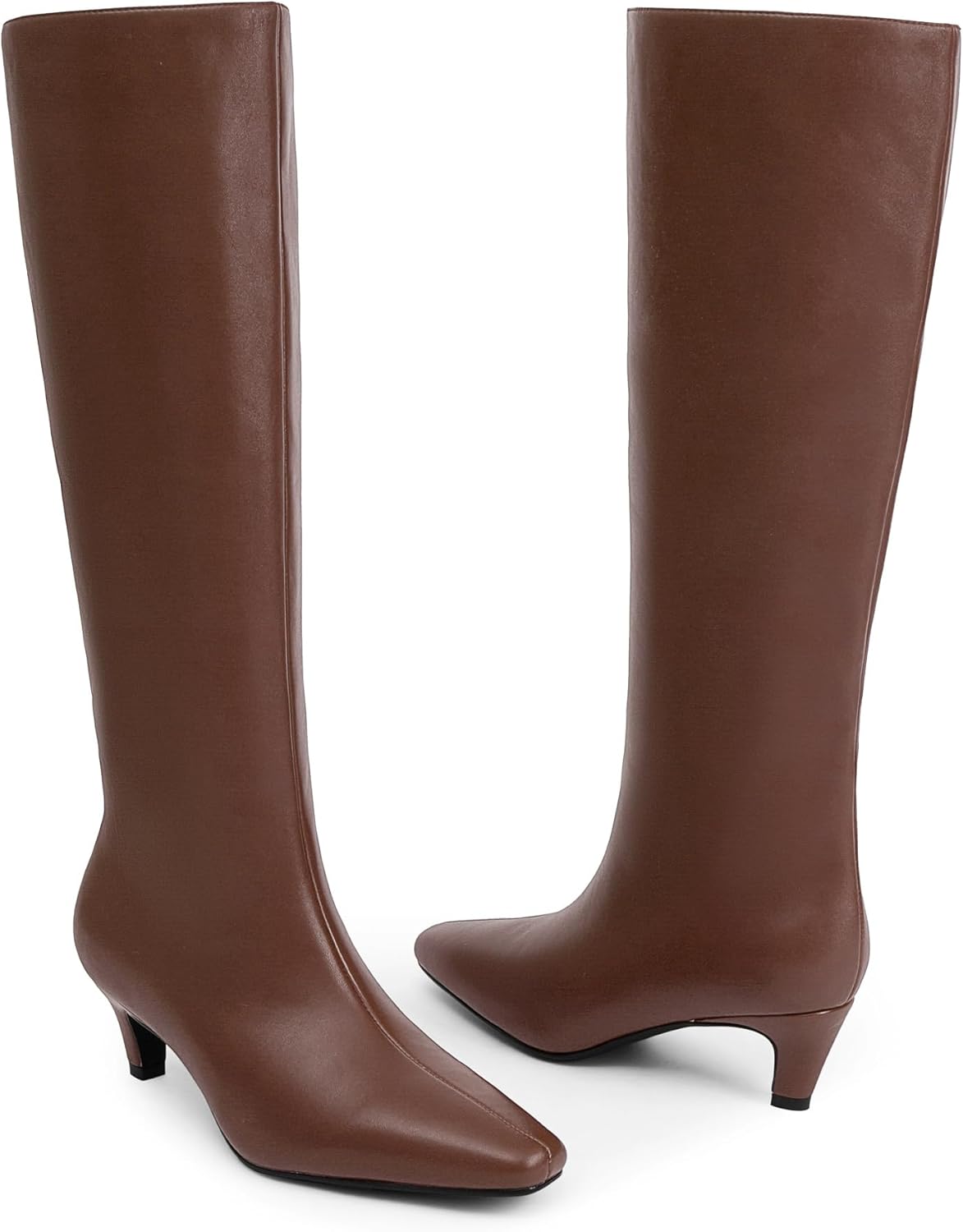 Modatope Knee High Boots Women Square Toe Kitten Heel Tall Boots Womens Fashion Long Boots - Image 5