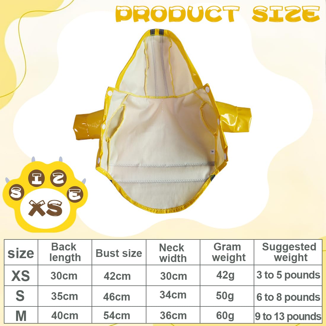 réfléchissante Manteau Chien Pluie avec Capuche Manteau imperméable avec Trou de Laisse légère réglable Poncho,Étanche Ultraléger et Aéré, pour Les Races Petites Moyennes,Giallo (1.5 à 2.5 kg)
