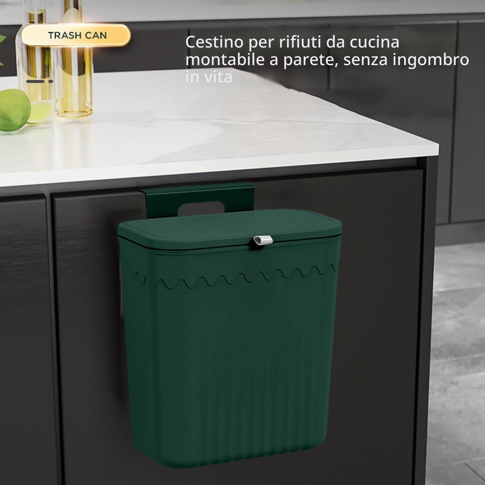 Generico Pattumiera Da Appendere - Pattumiera Sottolavello Cucina Con Coperchio Scorrevole - Cestino Sospesa Cucina, Campeggio, Auto, Bagno, Ufficio, Camera Da Letto, Anta Di Mobiletto