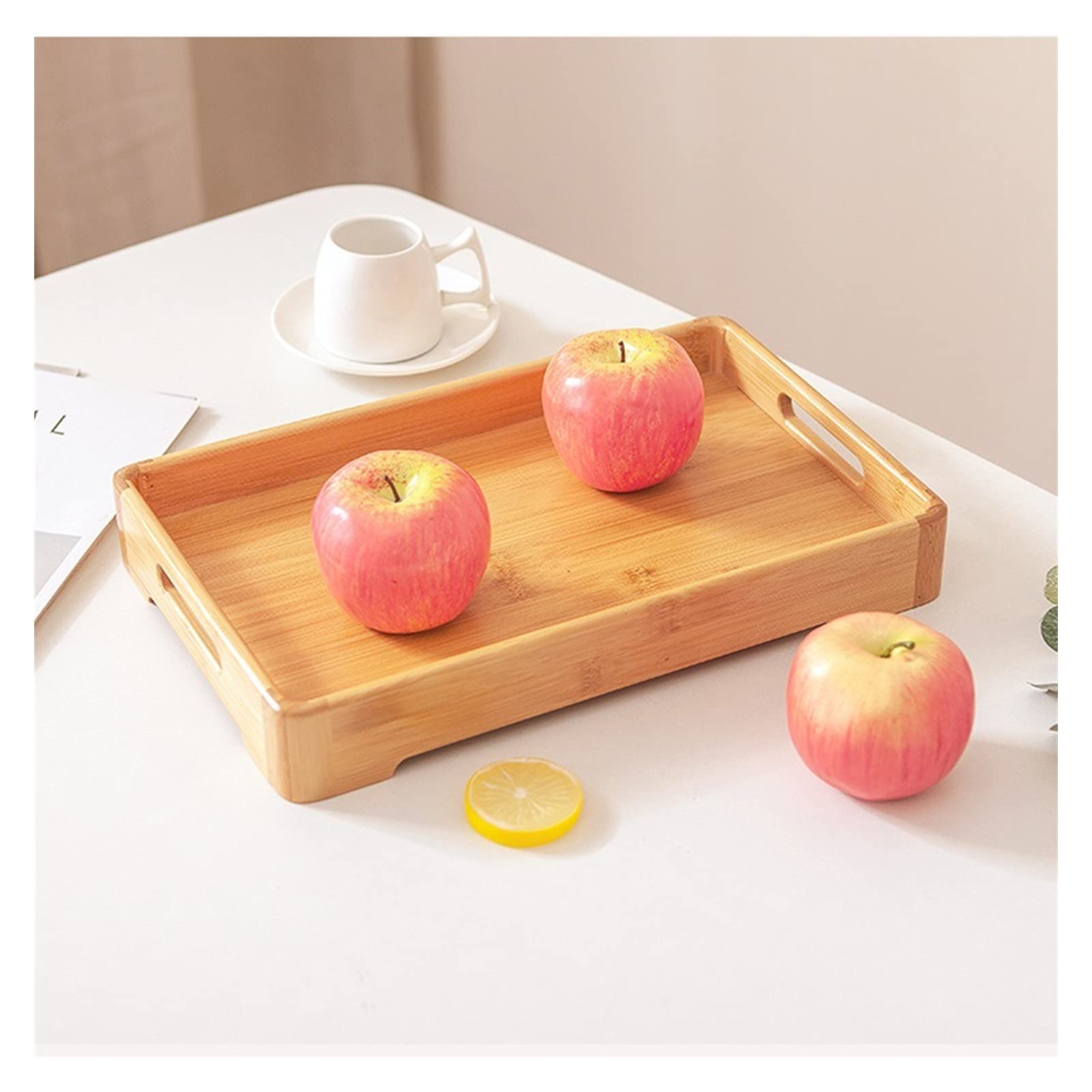 Bandeja Bandeja de servir y plato, placa de senderos de madera rectangular con bandeja de bocadillos de mango, bandeja de desayuno, decoración de granja con estilo Sirviendo platos Bandejas para Servi