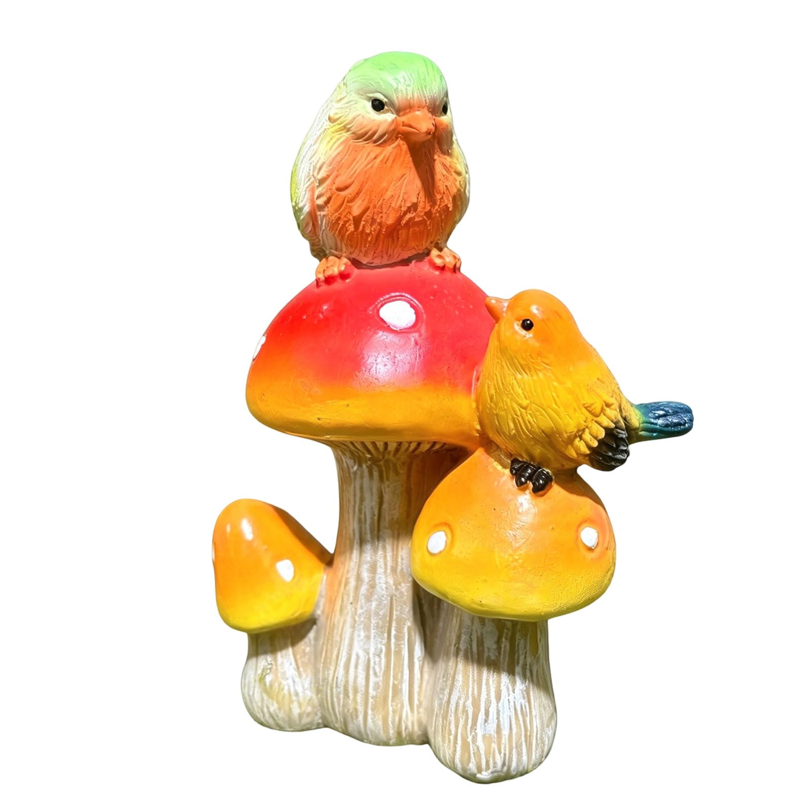 Kaeltsyn Creative Resin Mushroom Bird Figurine Decoration Funny Mushroom Bird Sculpture Statue Animal Collectible Figurines Sculpture Farm Craft Decoration Statue