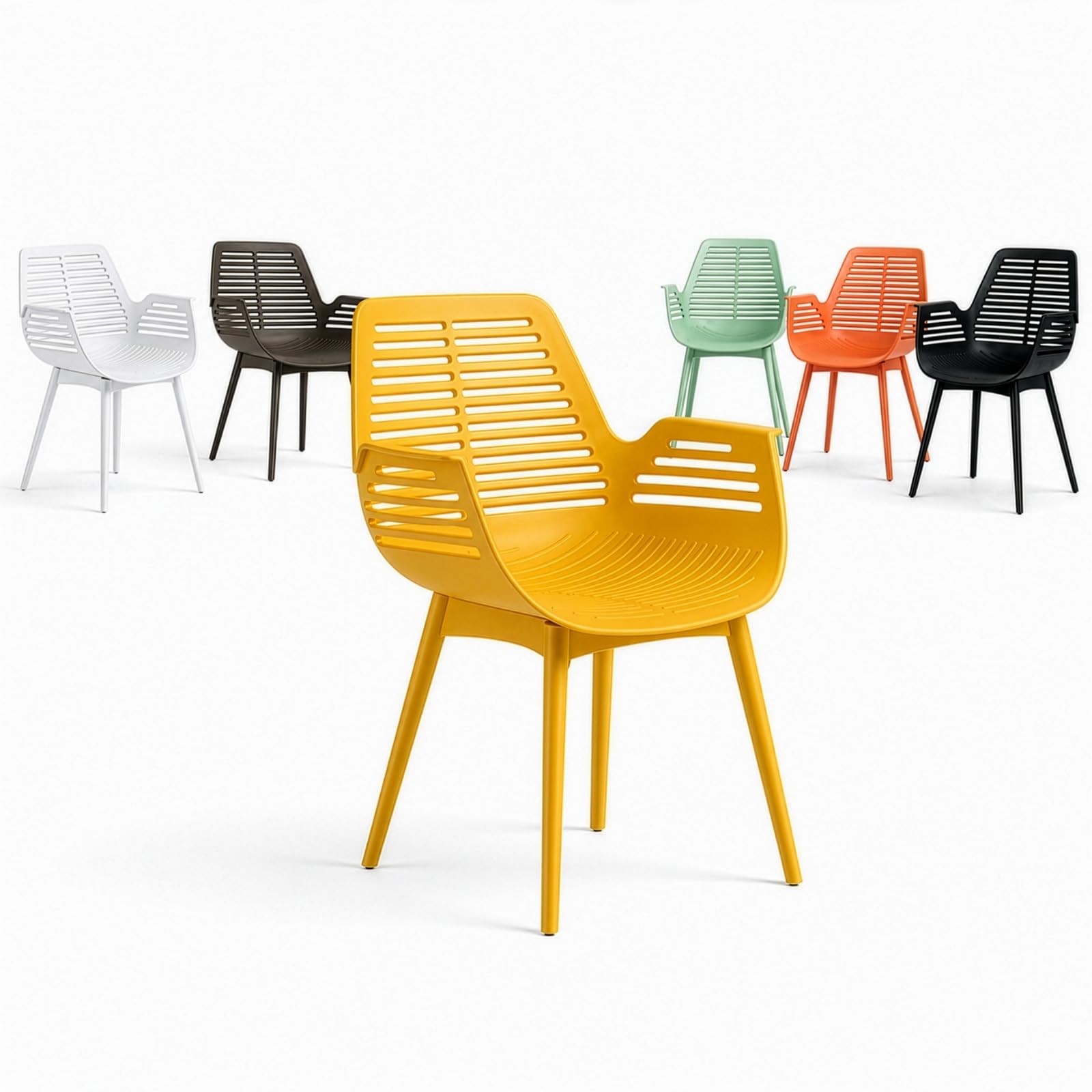 casa pura Chaise de Jardin Mayfield Jaune 1 pièce, Fauteuil Design avec Accoudoirs, Résine Polypropylène, Résistant aux Intempéries, pour Terrasse, Balcon, Patio et Intérieur, Charge jusqu'à 150 kg