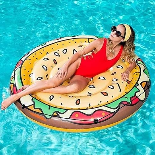 Materassino Isola Gonfiabile Stampa Hamburger Pvc Mare Piscina 150 Cm