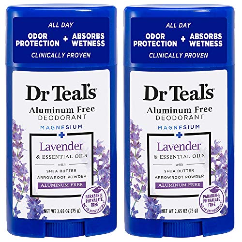 Dr Teal's Aluminum Free Deodorant - Lavender - Paraben & Phthalate Free - 2.65 oz Pack of 2