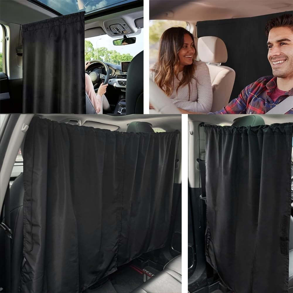Rideau De Séparation Voiture 140cm X 80cm - Pare-Soleil Intérieur Avec Crochets - Rideau Confidentialité Auto