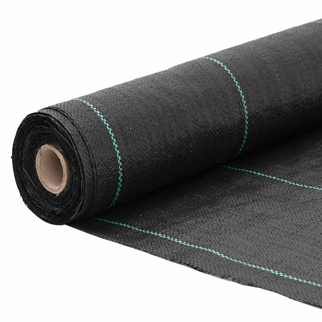 Telo anti-erbacce nero, 1,5 x 25 m, in polipropilene con strisce verdi, 100 g/m², stabilizzato ai raggi UV, permeabile all'acqua, traspirante, per aiuola, giardini rocciosi, cura del giardino
