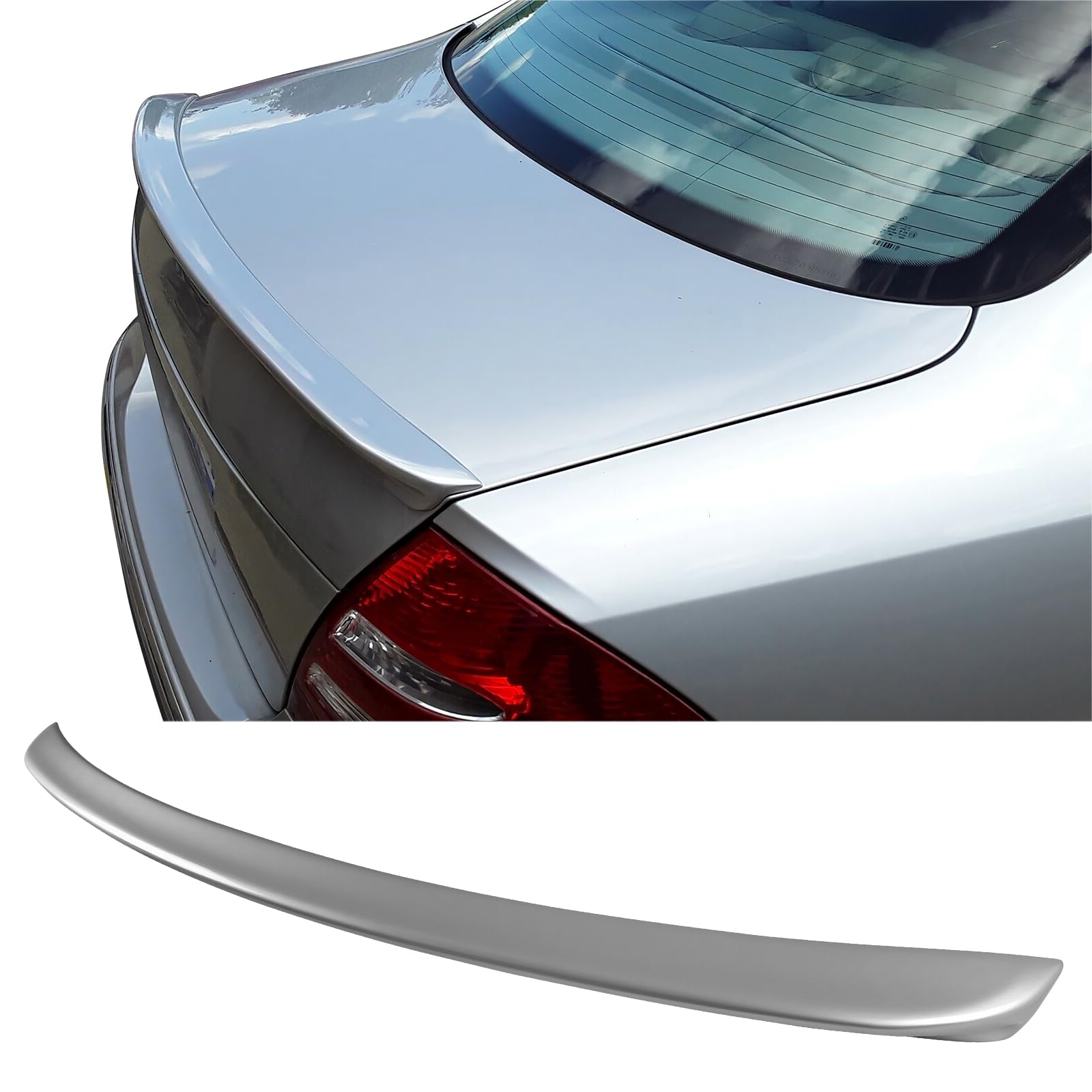 Pre-Painted Trunk Spoiler Compatible with 2003-2009 Benz E-Class, AMG Style ABS Painted#744 775 Silver Metallic Rear Tail Lip Deck Boot Wing Available by IKON MOTORSPORTS, 2004 2005 2006
