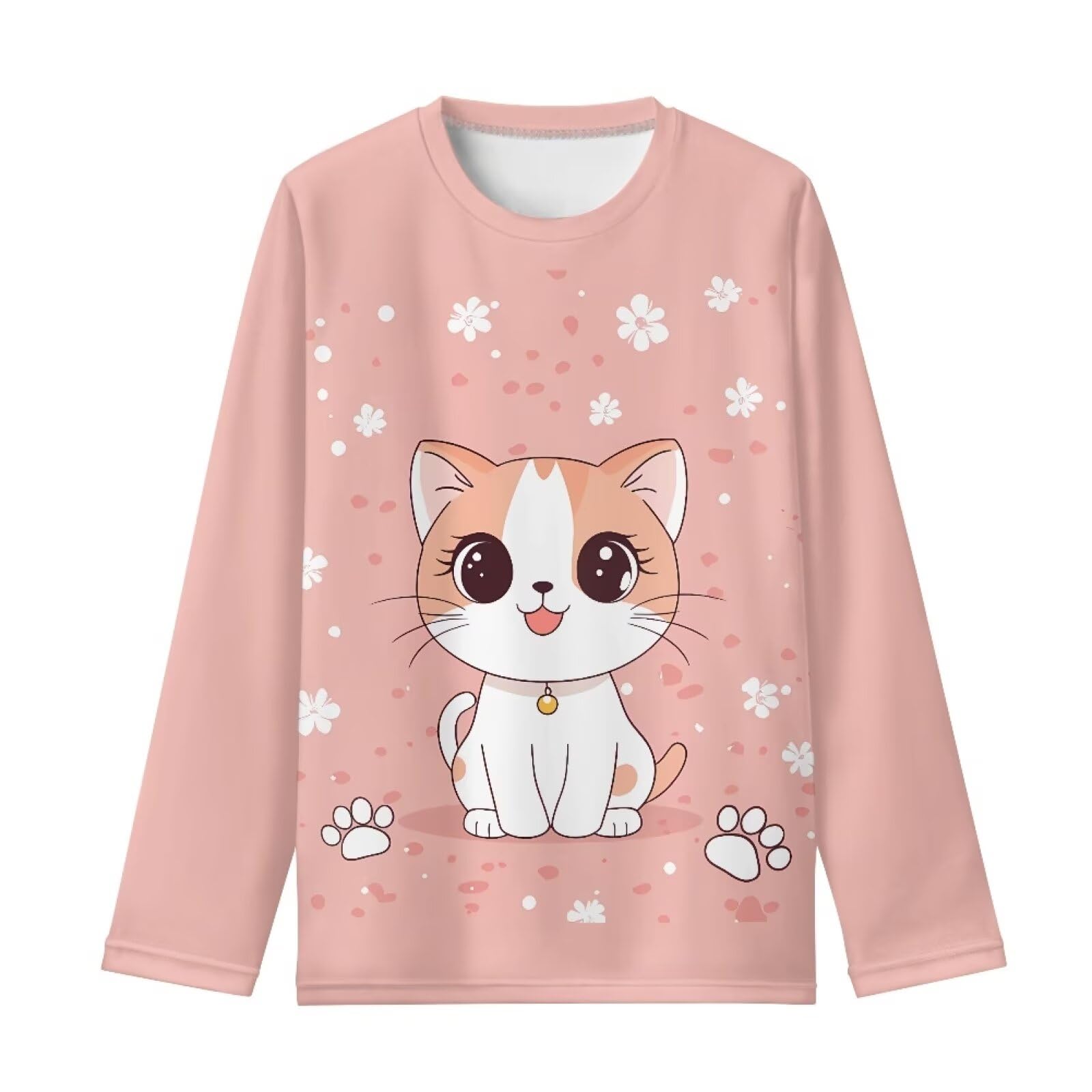 Girls Long Sleeve Shirt with Cute Graphic Casual Pullover Tops 3-16Y