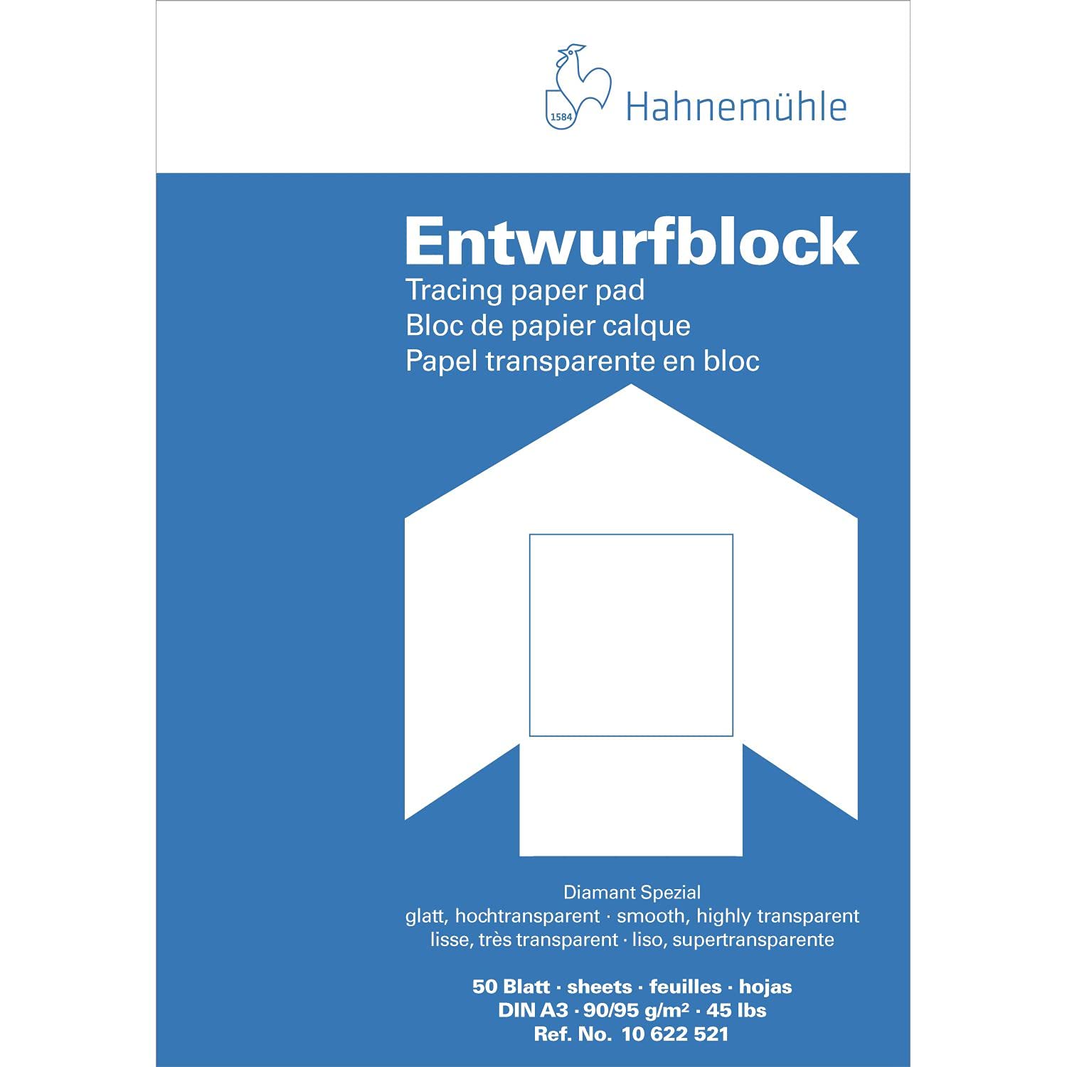 Hahnemühle G Transparent Paper Pads, Drawing Paper Pads Tracing Pad A3 90/95 g/m²