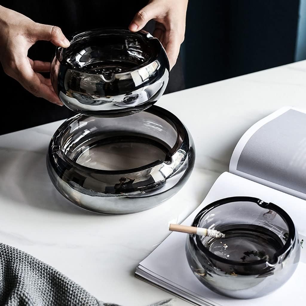 Ashtray Ashtray Glass Ashtray Home Living Room Coffee Table Study Office Desktop Decoration No Cover Ashtray Ashtrays for Smokers，One Color M