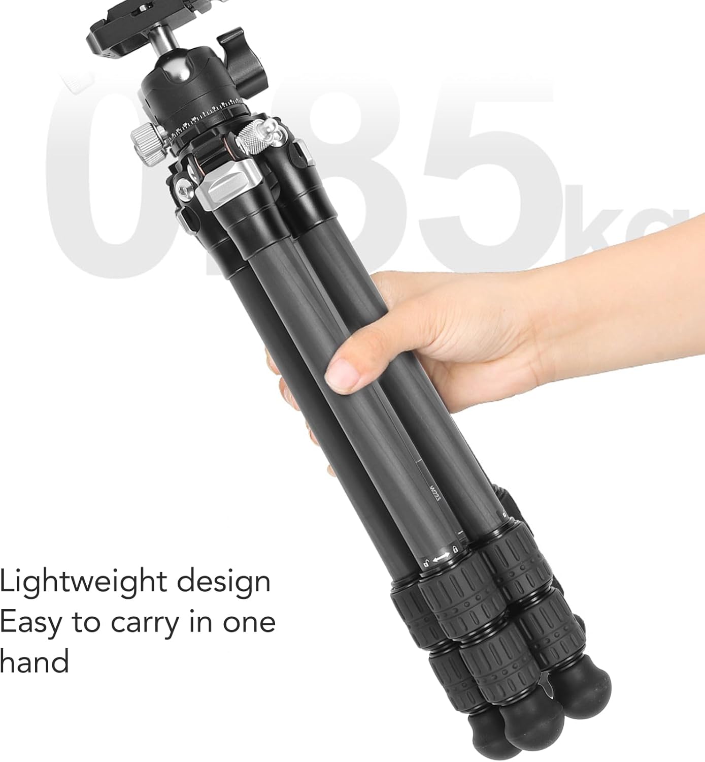 Portable 3 Angle Adjustable Carbon Fiber Camera Tripod with Balls Head, Lightweight and Sturdy for Travel Photography, Universal Design Supports up to 5kg, Includes Carrying Bag an