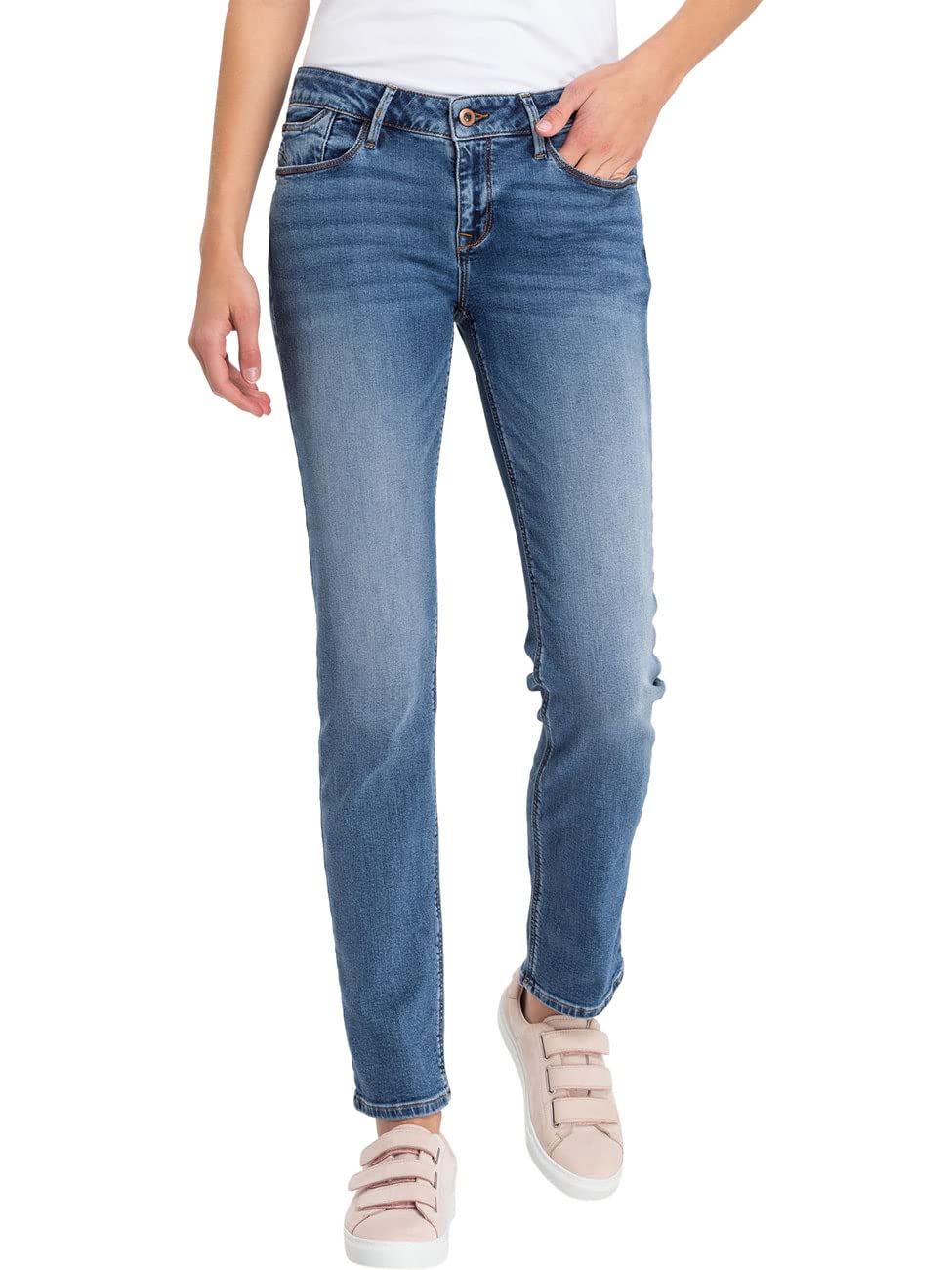 Cross Damskie jeansy Rose High Waist Straight Regular Fit, Mid Blue (061), 31W / 36L