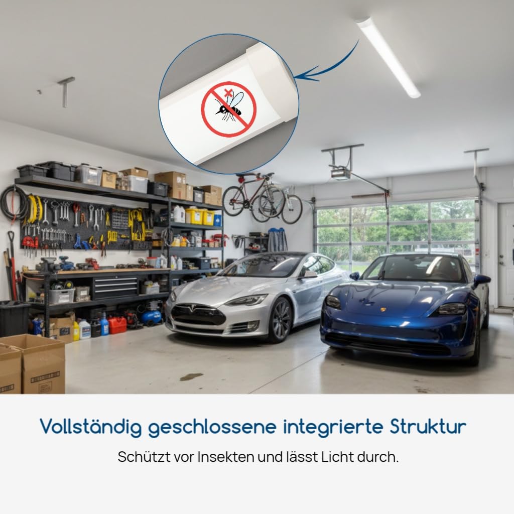 LED Leuchtstoffröhre 120 cm 4 Stück, 6500K Kaltweiß LED Röhre Garage | 34W 3750LM Energieeffiziente & Langlebige, LED Lichtleiste für Garage, Lager, Büro, Werkstatt, Küchenbeleuchtun