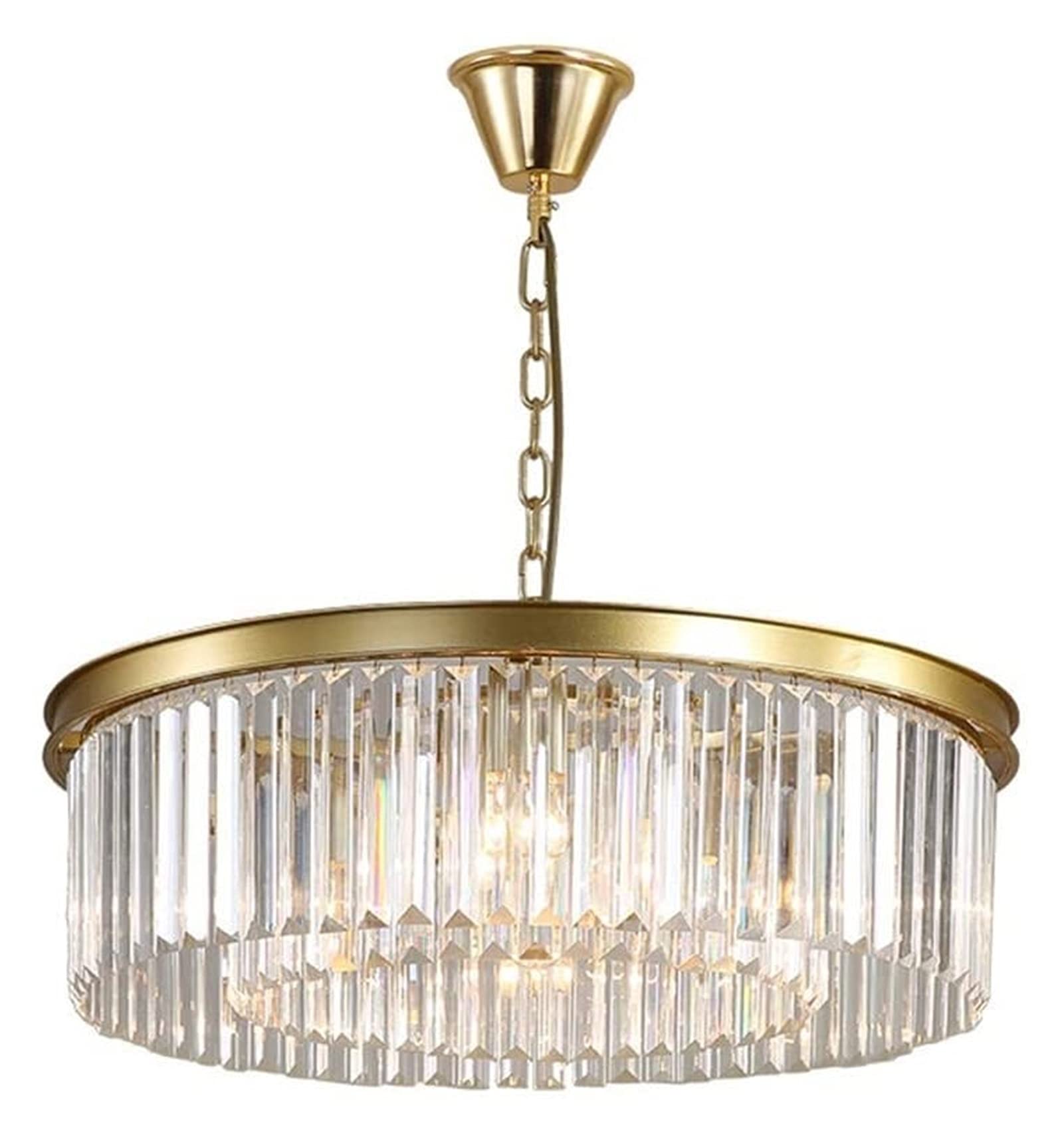 Lustre led plafonnier salon chic suspendu doré avec cristaux retro E14 D40cm