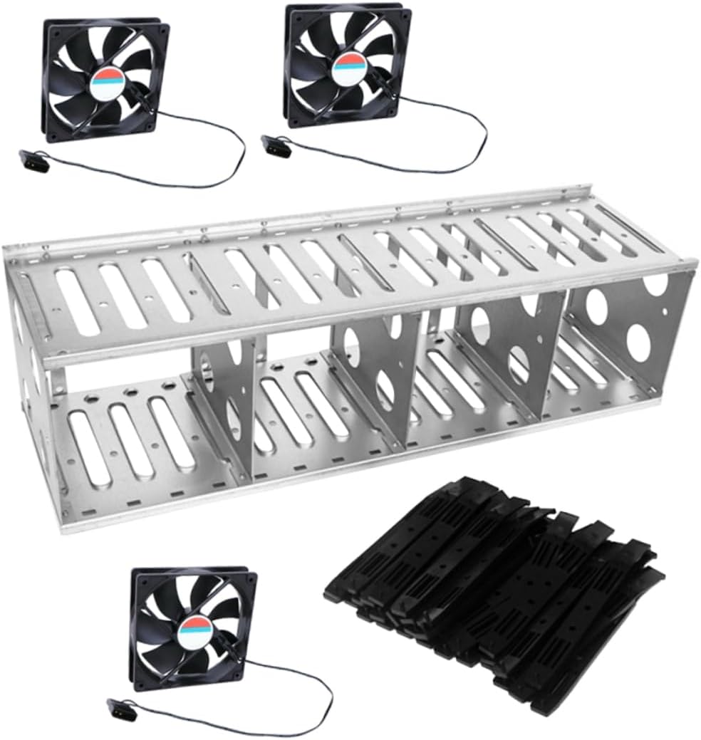 Artibetter 3.5-inch Hard Drive Cage 12/16 Bay External Hard Drive Rack Vibration Resistance 3 Fans Included Easy Install Sturdy Design