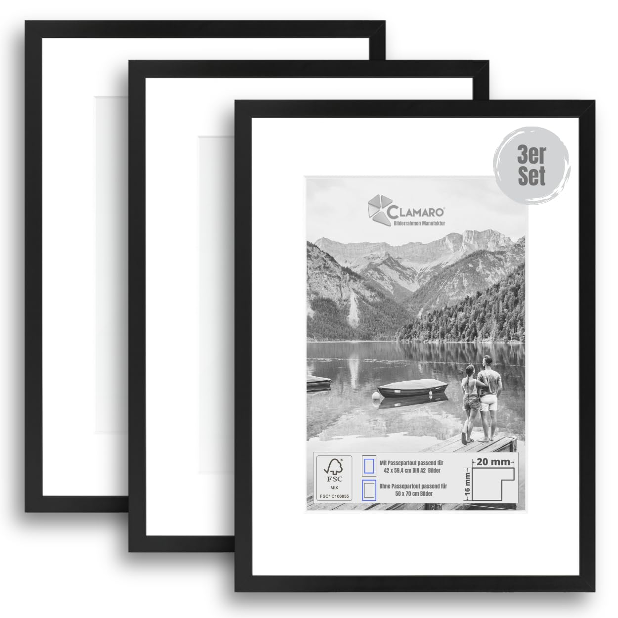 Koop Passe-partout Zwart 20x60 cm - Collage 5 Foto's (9x14 cm) hier