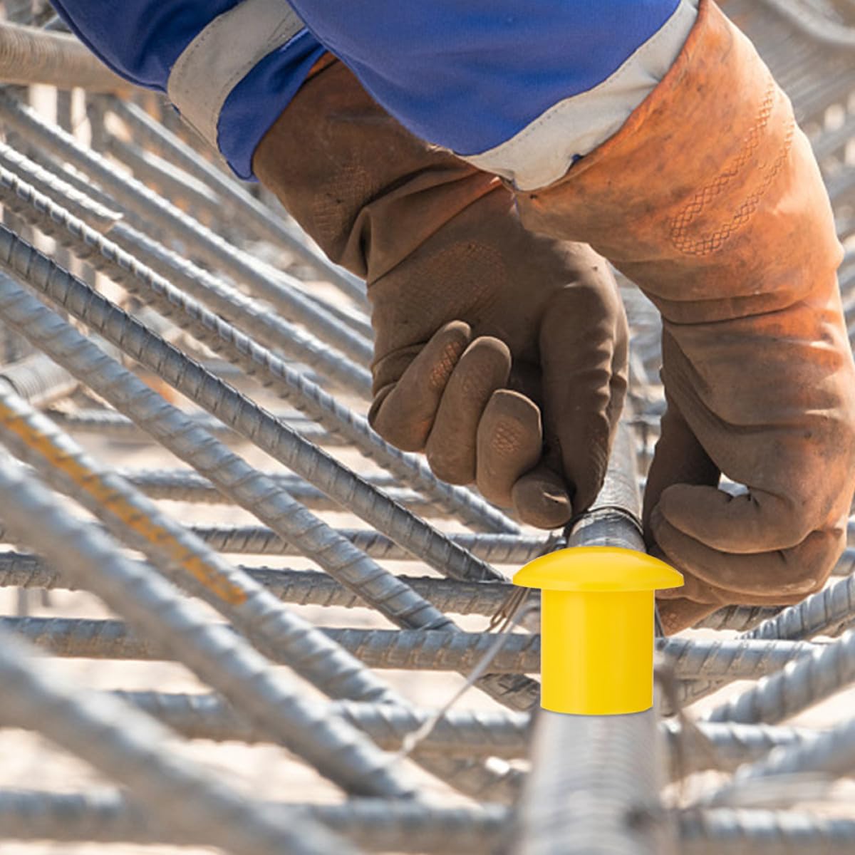 Tapas de Seguridad Protector de Extremo Resistente 60 Alta Visibilidad para Varillas de Refuerzo de Plástico Amarillo para Obra y Construcción