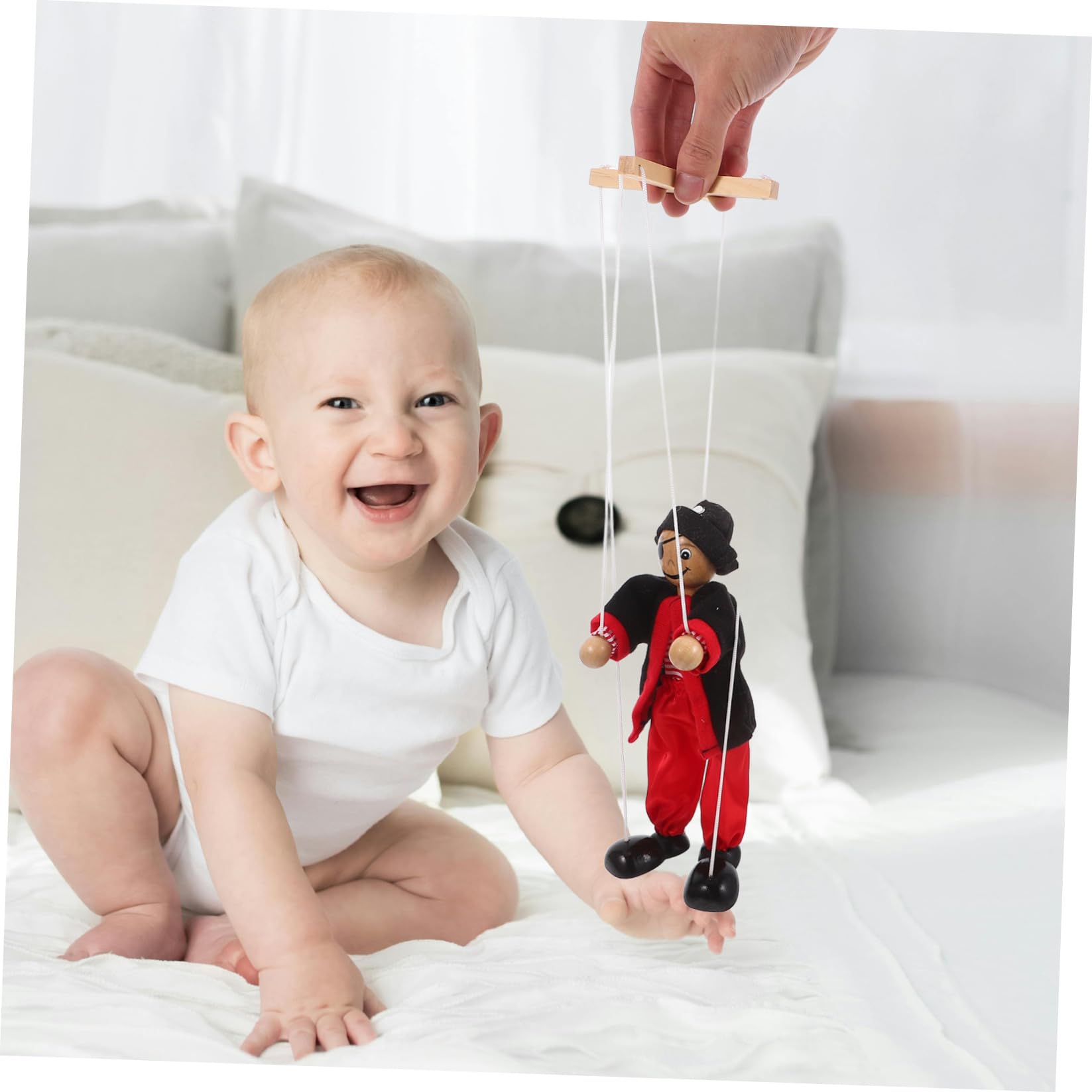 VICASKY Marionnette à Fils Pirate en Bois Noire pour Garçon Et Filles, Marionnette Ventriloque De Théâtre, Jouet Interactif Éducatif pour Spectacle Et Décoration