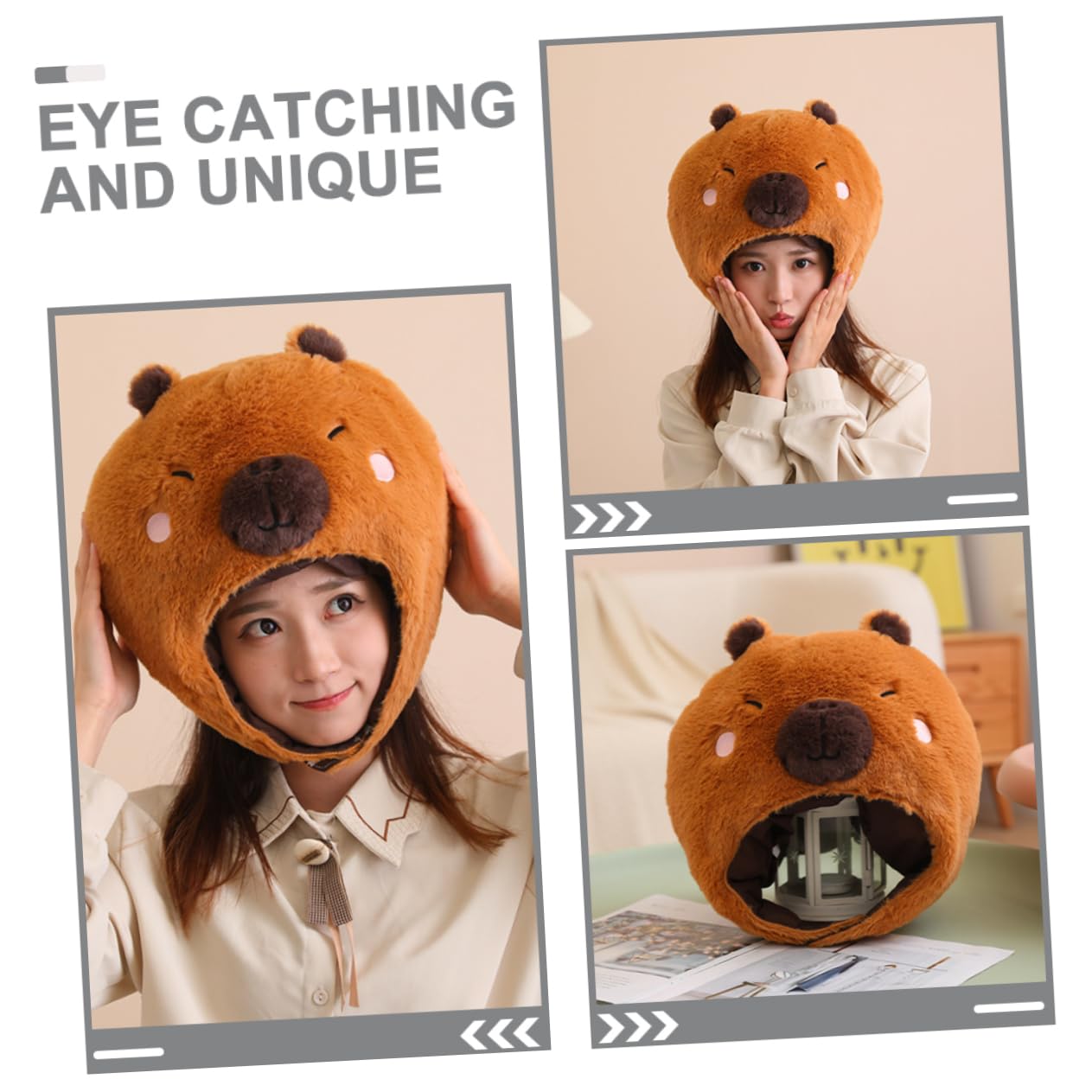 Zerodeko Sombrero De Capibara Divertido Para Fiestas Disfraces y Espectáculos Sombrero De Peluche Forma De Capibara Accesorio Para Fotos y Eventos