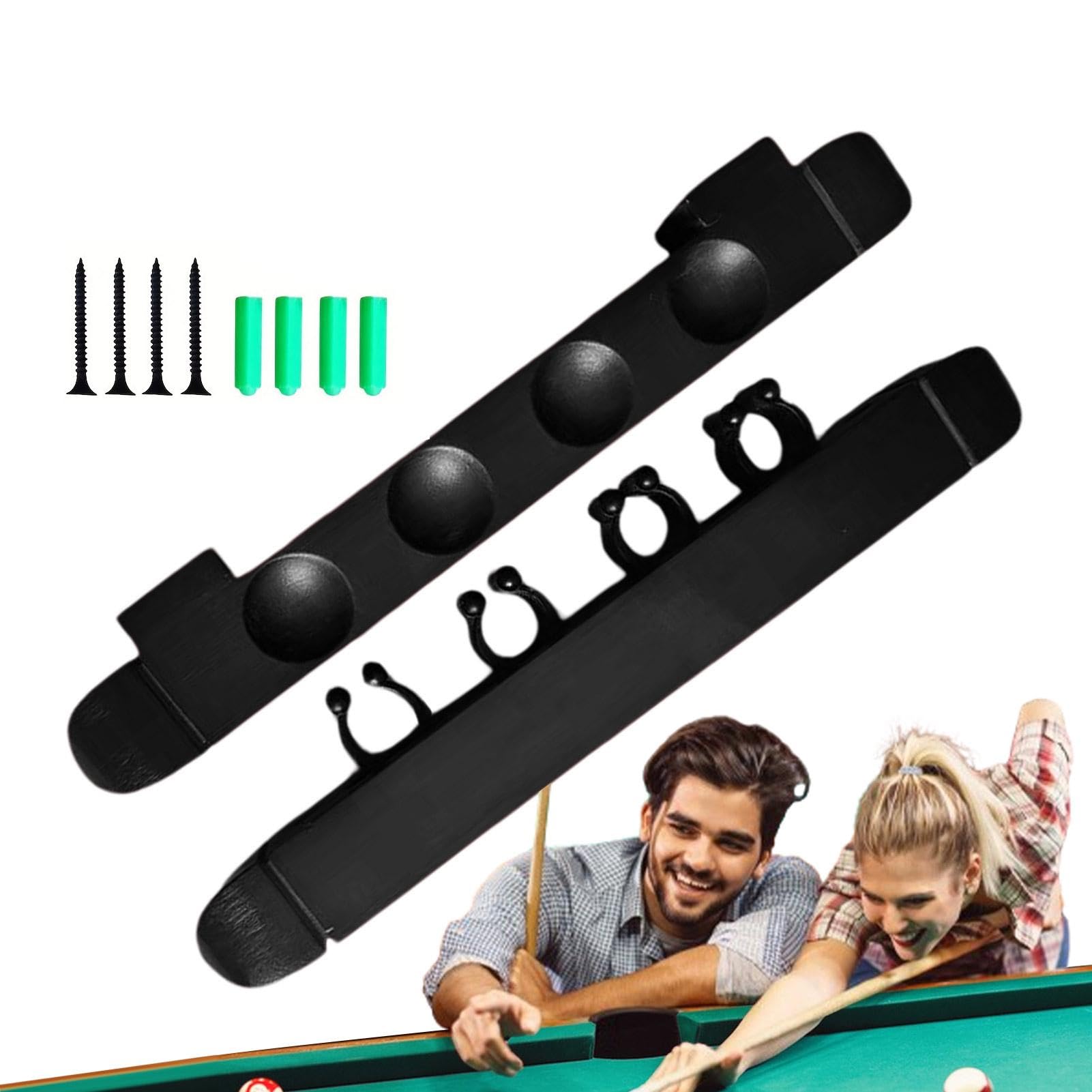 Support Mural Pour Queues De Billard - En Bois, 4 Pinces, Dimensions 27x3x3 Cm, Rangement Salle De Jeux - 4