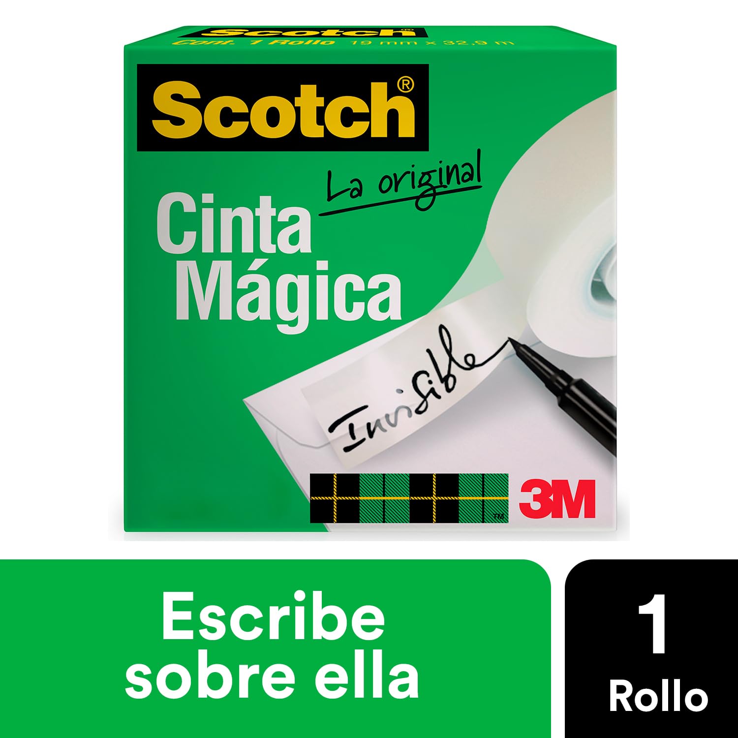 Scotch® Magic™ Cinta Adhesiva Invisible De Oficina, Transparente, 12 Mm