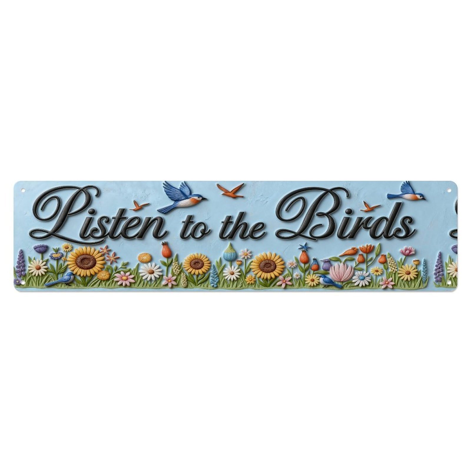 Listen To The Birds Garden Scene Tin Sign Vintage Metal Sign Home Bar Garden Indoor & Outdoor Wall Decor Retro Metal Poster 4x16 Inch