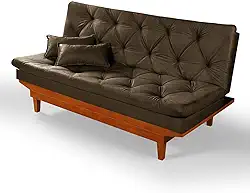Sofa Cama Caribe 3 Posições Base de Madeira Suede Essencial Estofados (Capuccino)