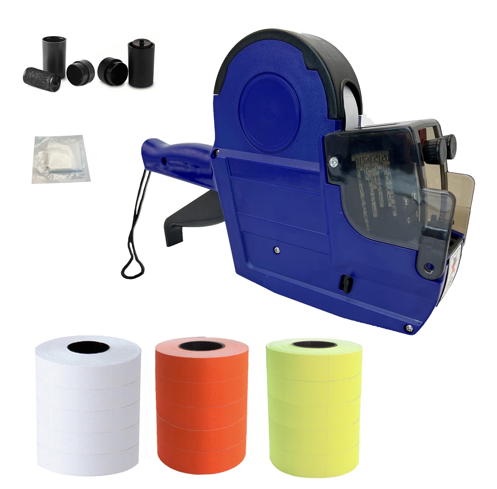 2 Line 20 Digit Price Gun Labeler w/ 2500 Orange 2500 Yellow 2800 White Labels 2 Inkers,Date Pricing Tagging Stickers Tag Machine for Retail Garage Yard Sale,Clothes Label Applicator