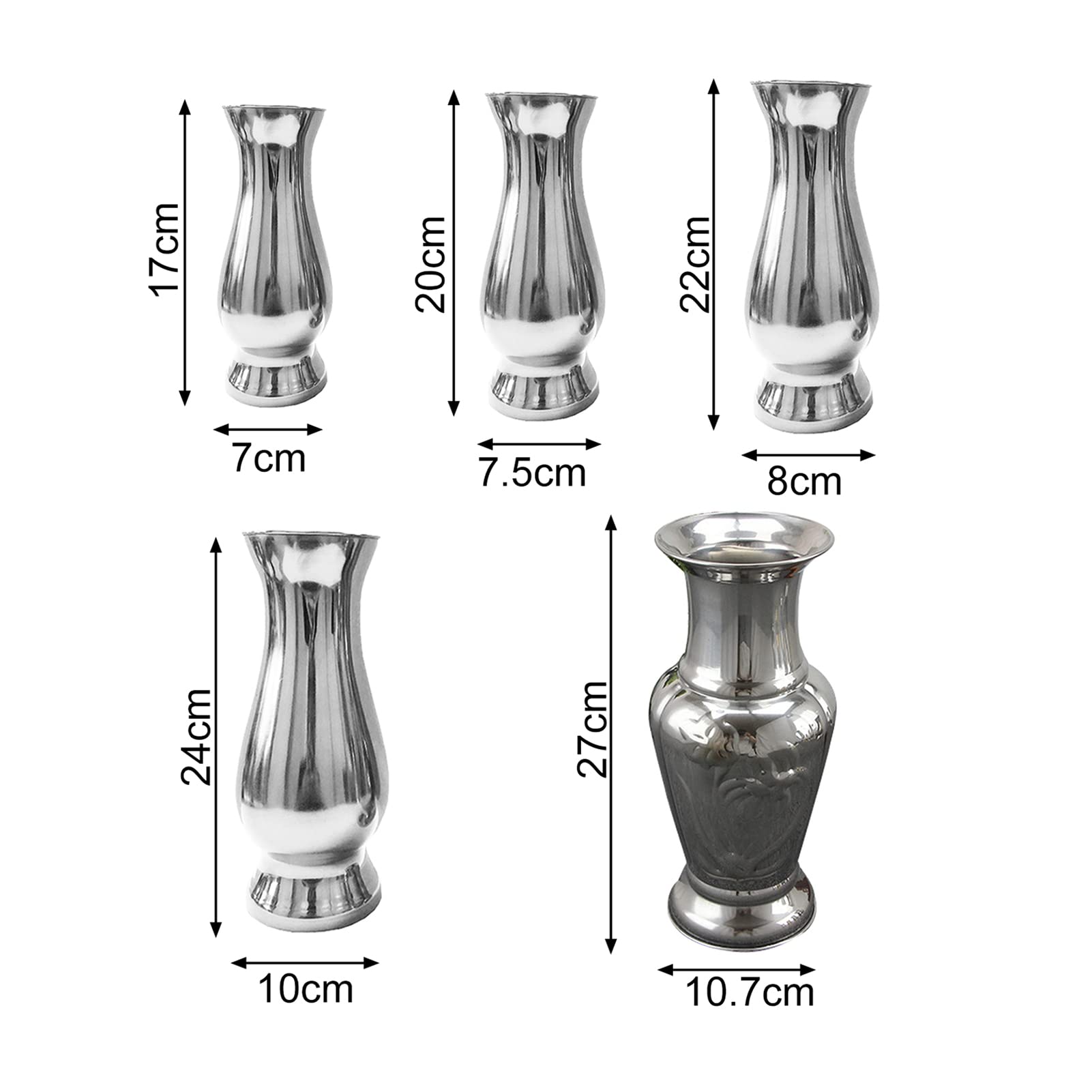 Petit Vase En Acier Inoxydable Argenté - Pour Fleurs Fraîches Ou Séchées - Déco Bureau, Maison, Table Moderne