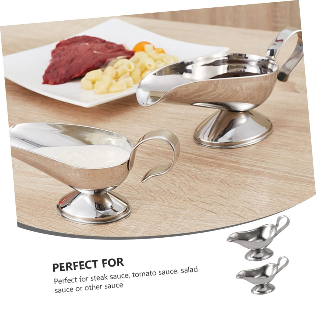 FUNOMOCYA 2Pcs seasoning cup gravy jug Gravy Warmer Gravy Dish Sauce Jug metal creamer Seasoning Dipping Bowls side seasoning dish salad dressing server pourer Clip bowl mini Stainless steel