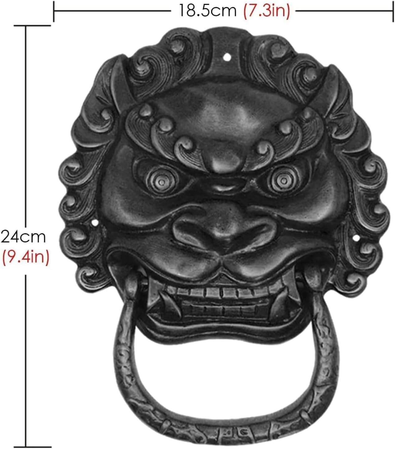 TIST Iron Door Knocker Messing Deurring Met Leeuwenkop Antieke Deurklink Voor Garage Slaapkamer Voordeurring Decoratief Uniek Surface-Mounted Installation(Black)