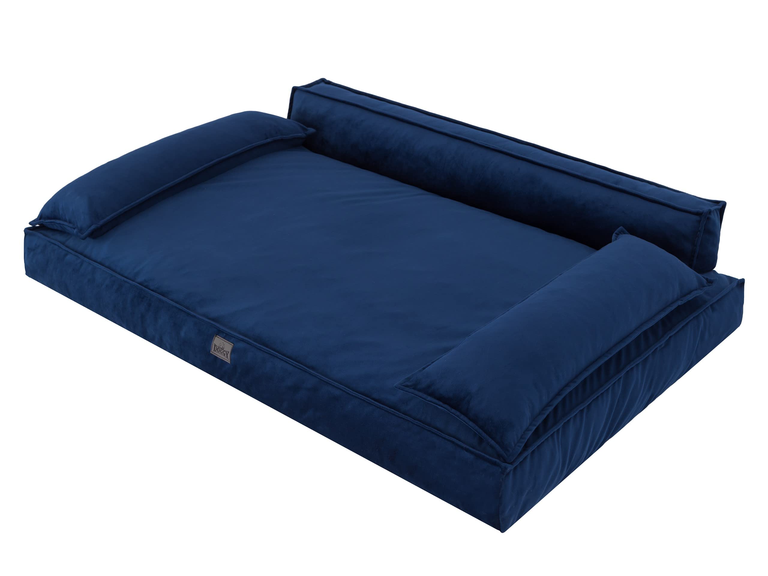 Doggy Legowisko dla psa, legowisko dla zwierząt domowych, leżanka dla psa, leżanka, poduszka dla psa, legowisko dla zwierząt, miękka sofa dla psa, materac, miejsce do spania, granatowe, 99 x 66 cm