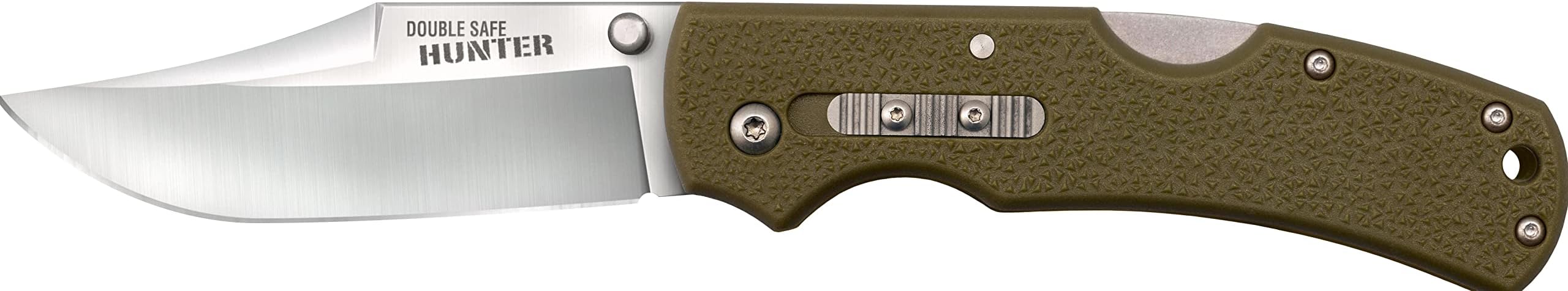 DOUBLE SAFE HUNTER (OD GREEN) / 8-3/8" OVERALL / 3.5" BLADE / 3MM THICK / 4-7/8" LONG GFN HANDLE / 8CR13MOV STAINLESS STEEL/AMBI BELT CLIP/BLISTER PACKED