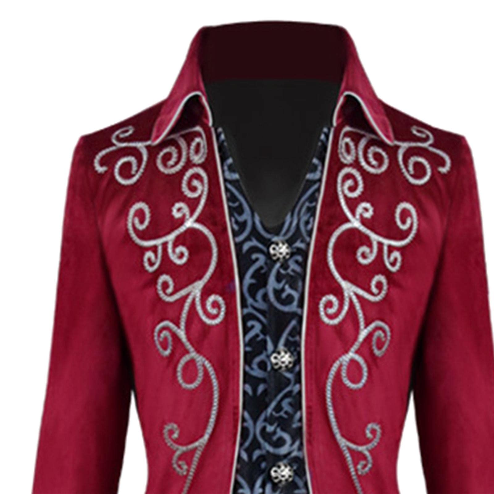 Medieval Tailcoat Cosplay Steampunk Chaqueta Vintage Uniforme Aristócrata Abrigo Largo con Solapa Estilo Renacimiento Poliéster Adecuado para Bodas Fi, Rojo, M