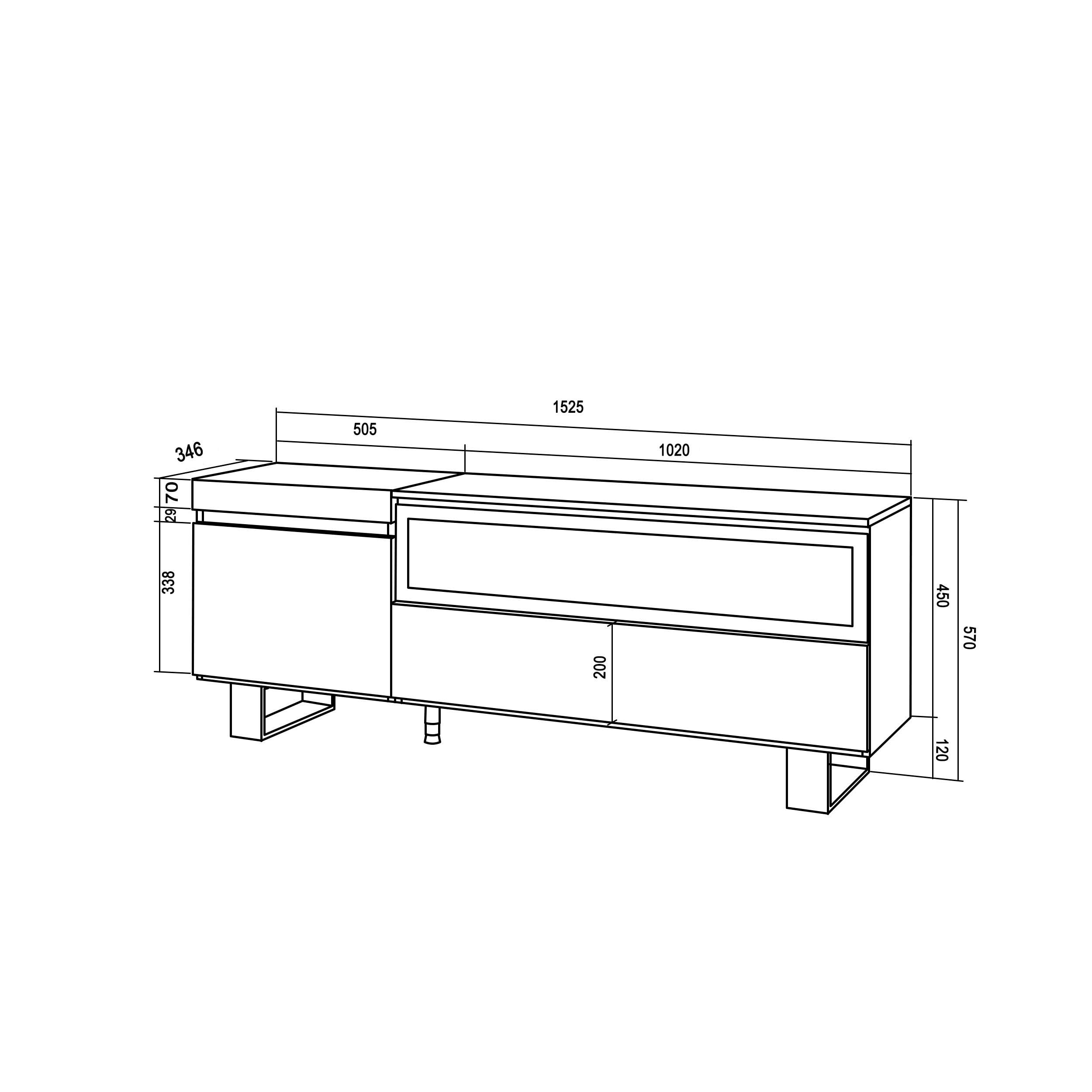 Skraut Home | Mobile TV Soggiorno | Ampio spazio a disposizione | 150x57x35cm | Per TV fino a 65" | Camino elettrico | Design industriale | Stile moderno | Cemento
