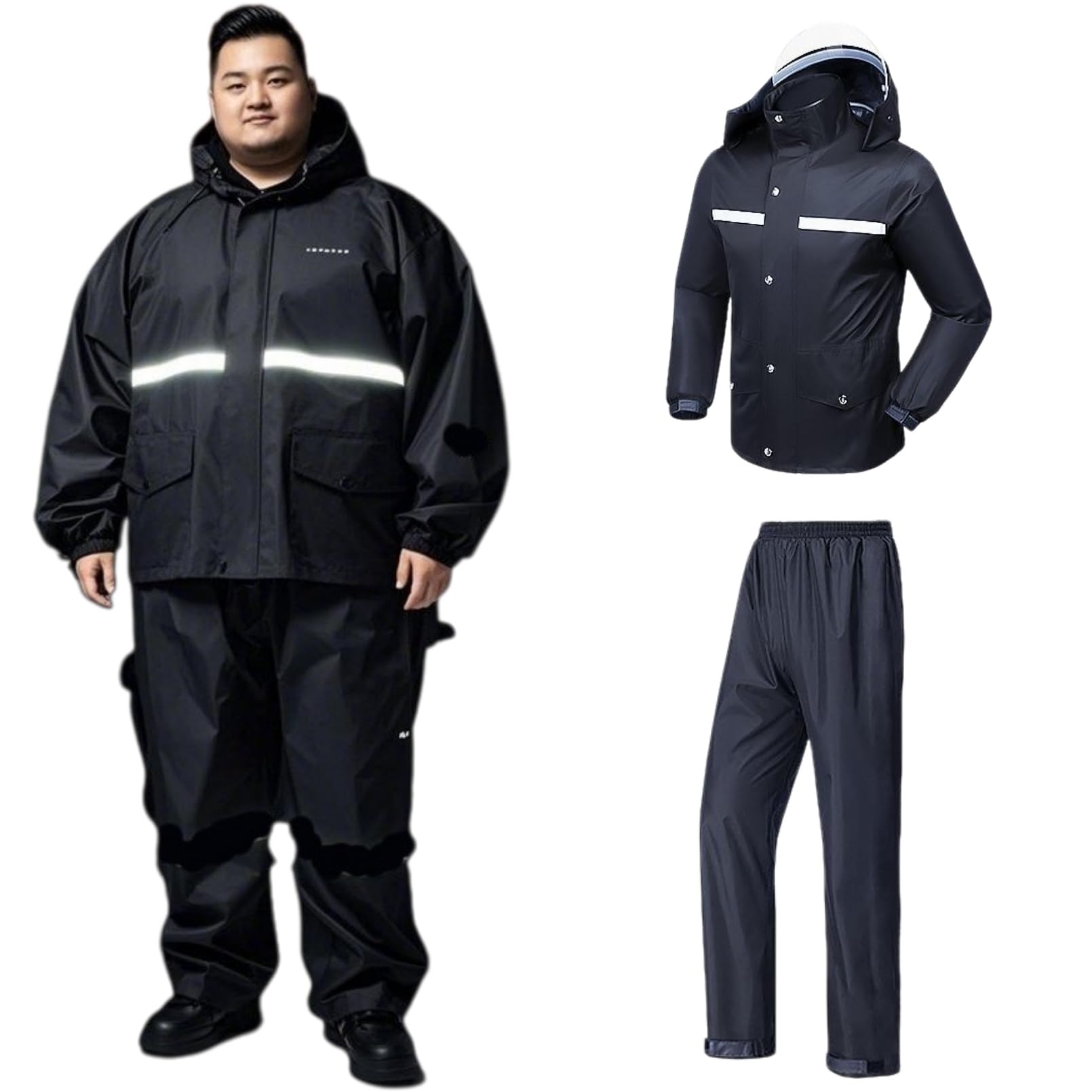[BAVBAV] レインスーツ 上下セット 大きいサイズ リュック対応 レインウェア レインコート カッパ 自転車 雨具 透湿 防水 セパレート バイザー付き バイク 原付 通勤 アウトドア 釣り 軽量 蒸れにくい メンズ レディース [並行輸入品] - 2