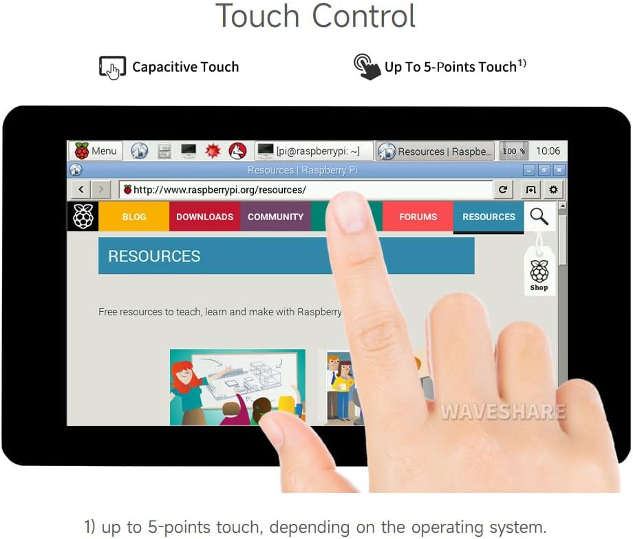 waveshare 7inch Touch Display Compatible with Raspberry Pi 5/4B/3B+/3A+/3B/2B/B+/A+/CM3/3+/4,DSI LCD Mini Monitour, 800×480 Resolution Capacitive Touch Screen,Small Display