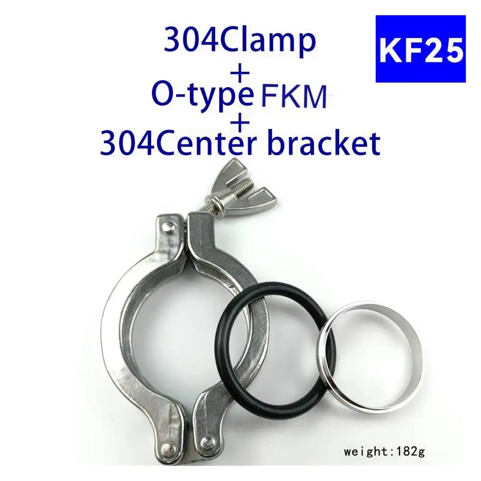 Juego de Abrazaderas de vacío de Acero Inoxidable 304, aleación de Aluminio, Anillo de Brida, Soporte Central, Accesorios de tubería, Junta tórica KF16 KF25 KF40 KF50(SS304 KF25 Suit,2PCS)