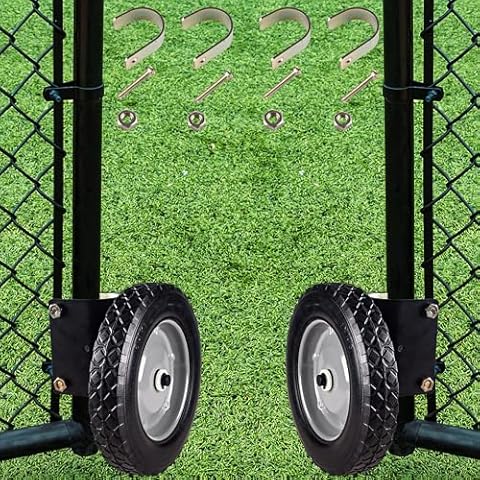 8 Inch Gate Wheel for Metal Tube Gate, Heavy Duty Helper Support Wheel, Rubber Gate Caster with 1-5/8" to 2" Gate Frames for Chain Link Fence Swing Gate(2 Pack,Black) Cover